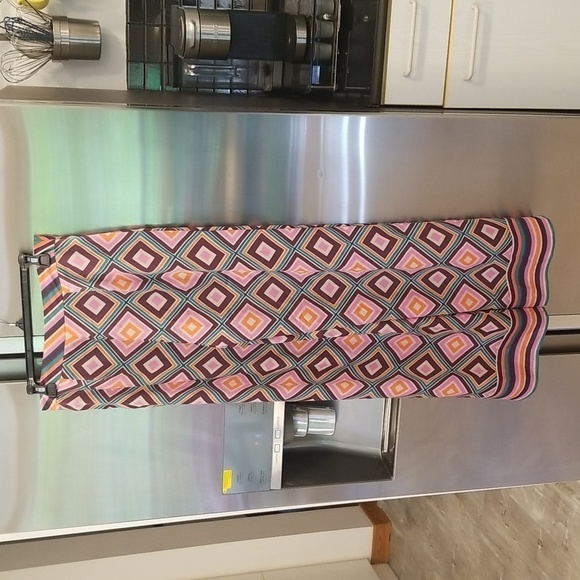 💕TRINA TURK💕 Bay Pant ~ Brookhaven Blocks Satin Georgette Medium NWOT - Picture 10 of 16